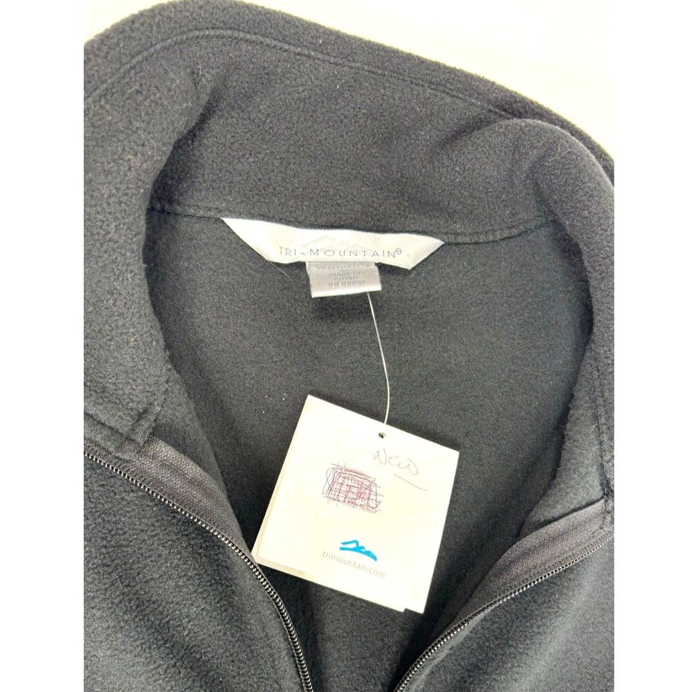 Tri Mountain Fleece Vest Womens Large Black Zipper Pockets New - Picture 5 of 9